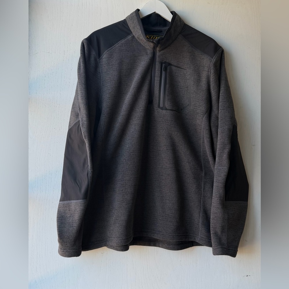 Klim Sweater Mens 2XL Gray 1/4 Zip Yukon Pullover Polartec Thermal Pro Fleece